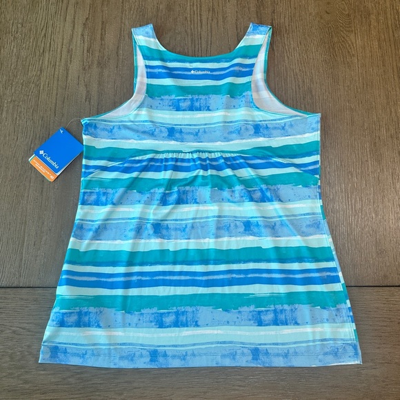 Columbia Women’s Tank Top Omni Shade, Omni Wick Size Medium Blue Green Print - Picture 4 of 8